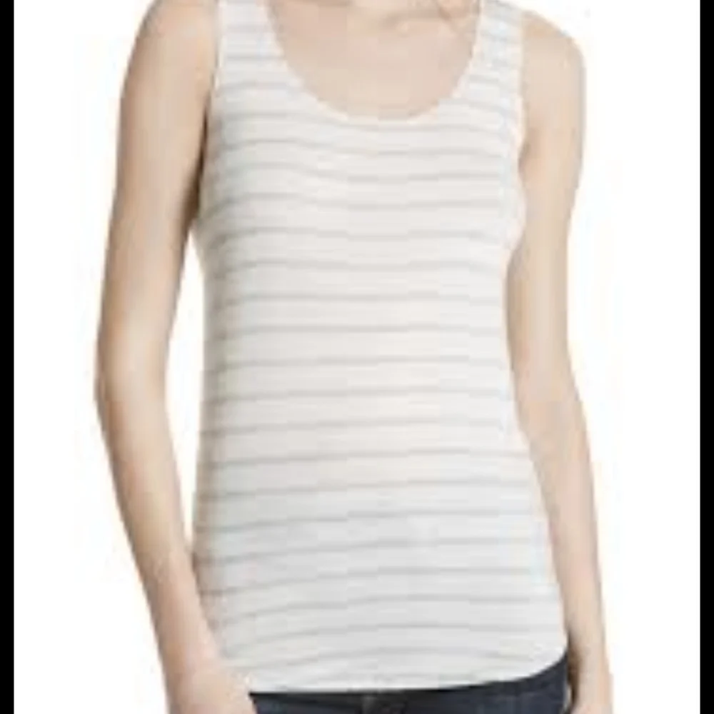 J Crew White & Grey Striped Sleeveless Top